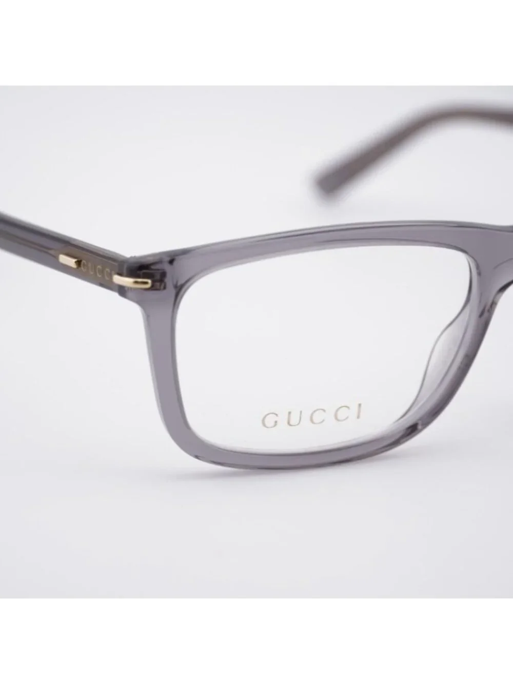 Gucci GG1447O 004 Eyeglasses Transparent Grey 57mm Rectangle Frame